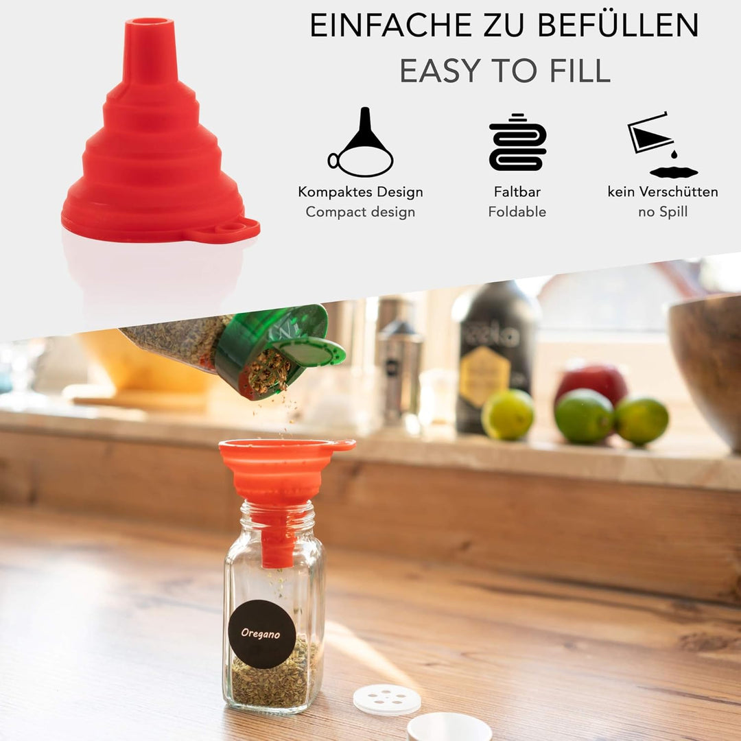 14 Gewürzgläser Set 170 ml mit 21 Tüllen - Einmachgläser mit 170 ml Fassungsvermögen - Wiederverwend