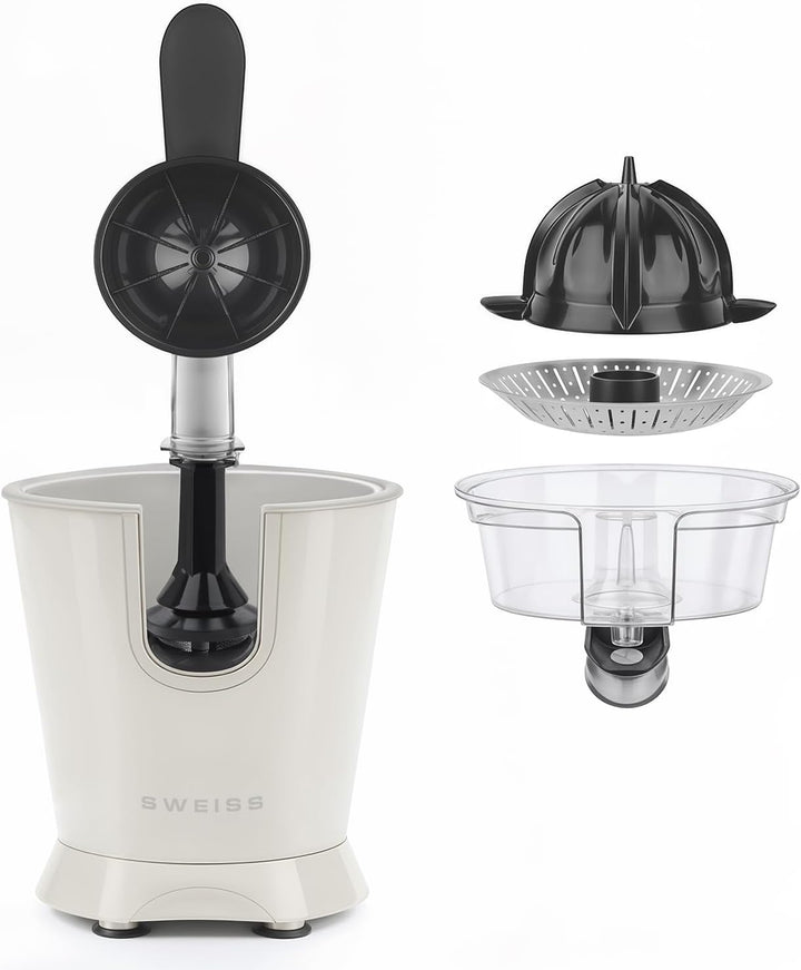SWEISS ZEST8 Elektrische Zitruspresse, professionell, tropffreier Ausgiesser, spülmaschinenfest, lei
