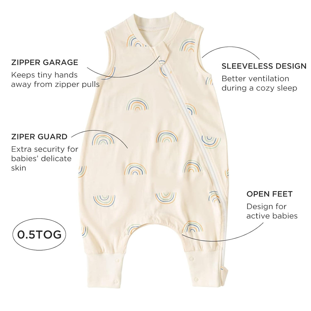 Duomiaomiao Baby Sommerschlafsack, Schlafsack mit füssen 0.5 tog, Dünne Sommer Schlafsack mit füssen