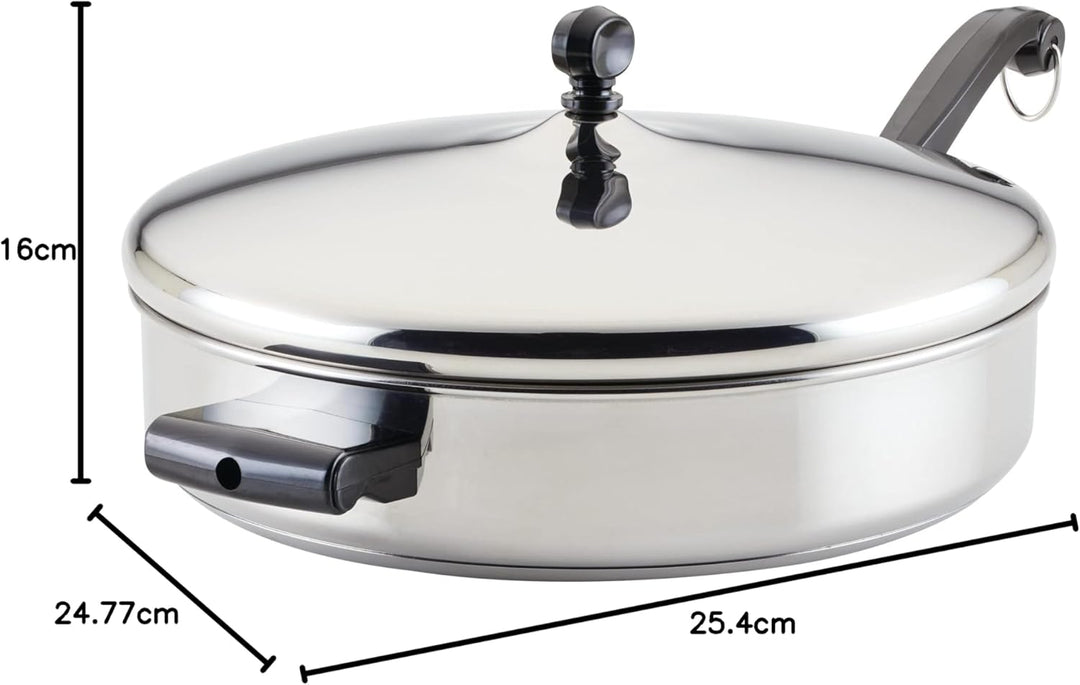 Farberware Klassische Sautepfanne/Bratpfanne/Bratpfanne mit Deckel und Helfergriff, 4,5 Quart, Silbe