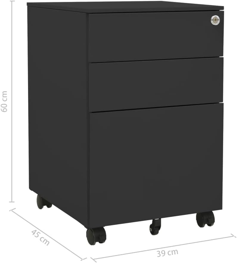 vidaXL Aktenschrank mit Rollen Rollcontainer Bürocontainer Schubladenschrank Büroschrank Stahlschran
