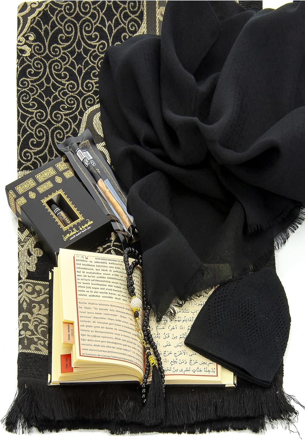 ihvan online Gebets Geschenkbox für Hajj und Umrah, Deluxe -Set für Ramadan & Eid Gift, Black/Set 3