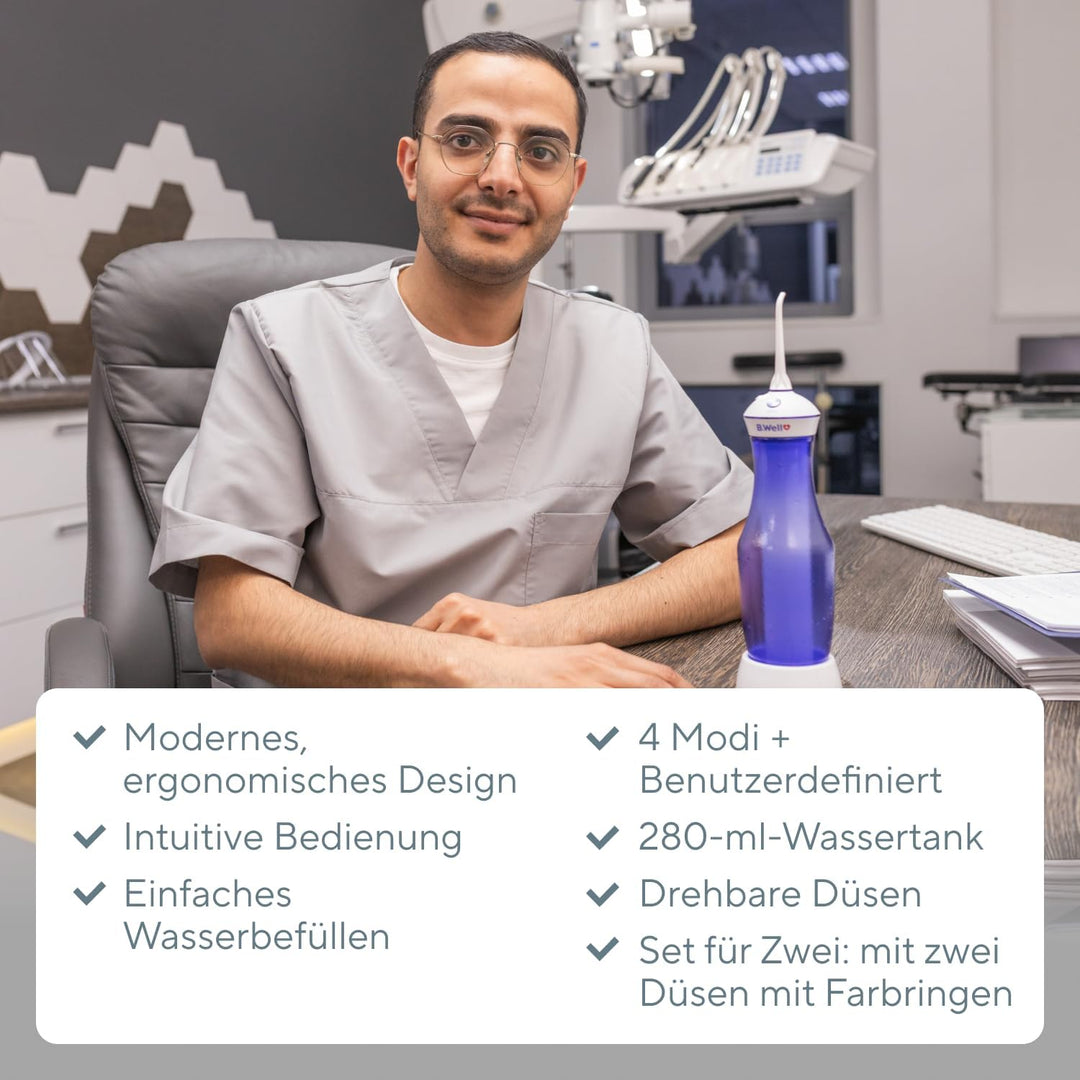 B.Well Swiss tragbare und kabellose Munddusche TH-917, 4 Betriebsmodi inkl. individuellem Modus, 280