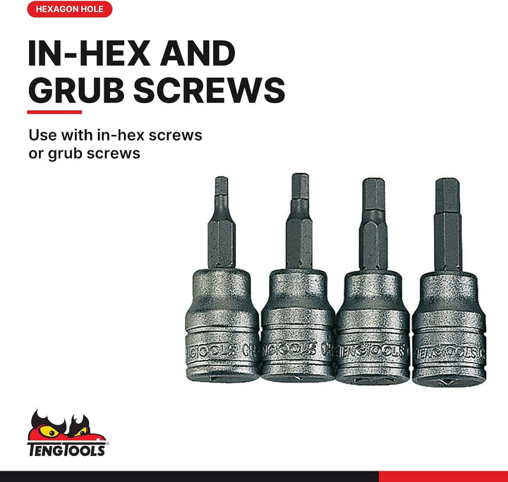 Teng - M3812 10 Stück Clip Rail Hex Key Socket Set Metric-3/8in Drive - TENM3812, 1