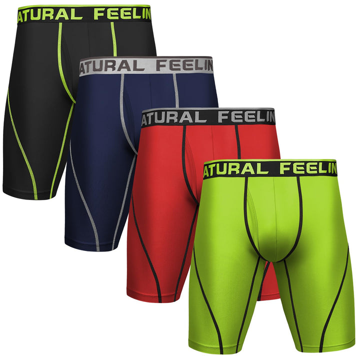 Natural Feelings Langes Bein Sport Boxershorts Herren 3er Pack Elastisch 9 Zoll Unterhosen Männer S