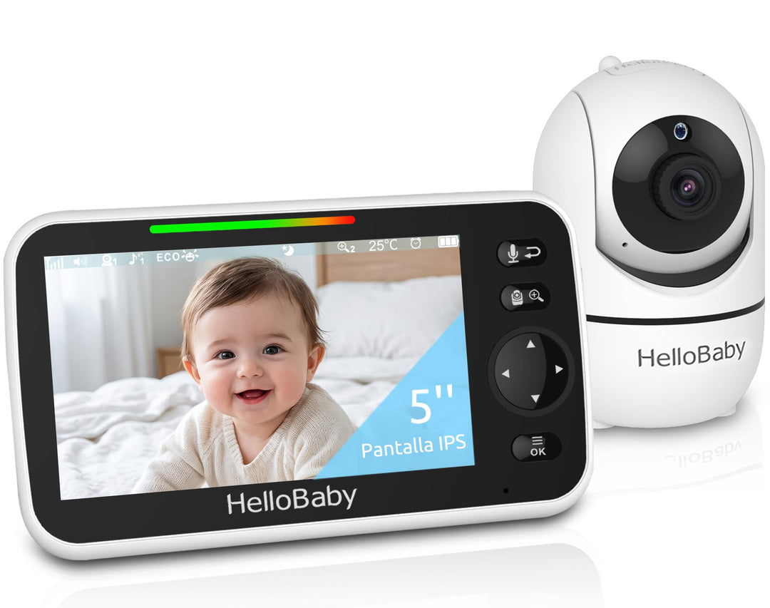 HelloBaby Babyphone mit Kamera, 3500 mAh 5 Zoll Bildschirm, Kabelgebundene Kamera, 355° Schwenken-12