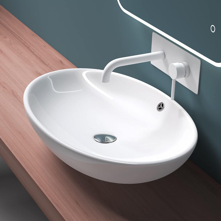 Mai & Mai Aufsatzwaschbecken aus Keramik weiss mit Nano-Beschichtung Brüssel306 Weiss | Modell Br306