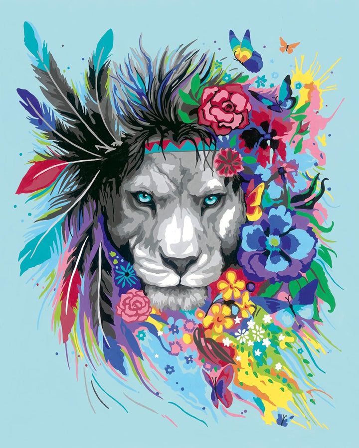 Ravensburger CreArt 20130 - Boho Löwe - Malen nach Zahlen Erwachsene, DIY Malset mit Pinsel und Acry
