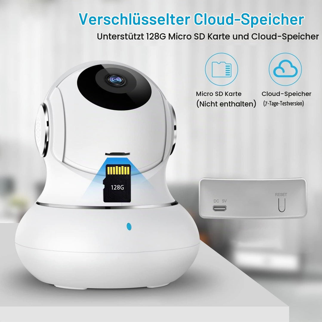 Little elf Überwachungskamera Innen, Babyphone mit Kamera mit Bewegungserkennung, Zwei-Wege-Audio, 2