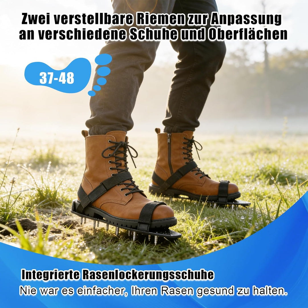 KASURE Rasenlüfter Schuhe,Nagelschuhe Vertikutierer Schuhe mit Schaufel Und Handschuhe，Allgemein Nag