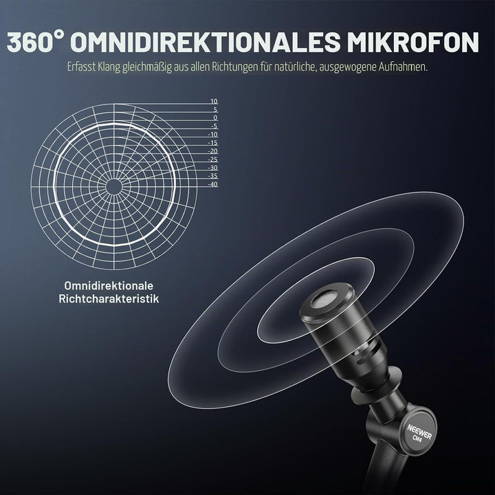 NEEWER 3,5mm TRS Omnidirektionales Mini Mikrofon für DSLR Kamera Recorder Vlog Podcast Interview, Ko