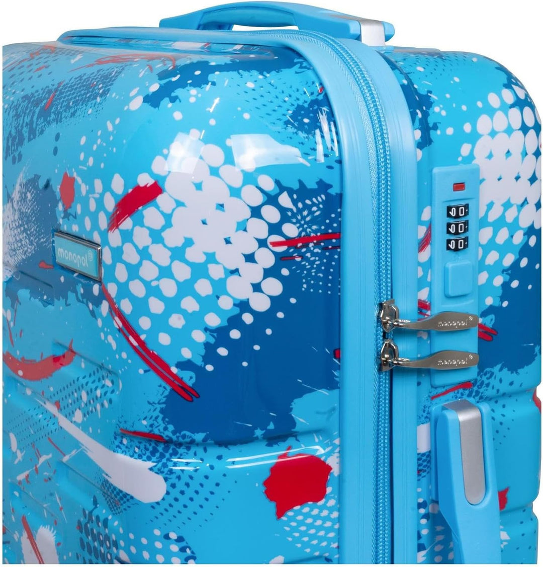 Hartschalen Koffer Trolley Cespara Handgepäck mit modernem Motiv Print - Farbe Hellblau - Gr. M