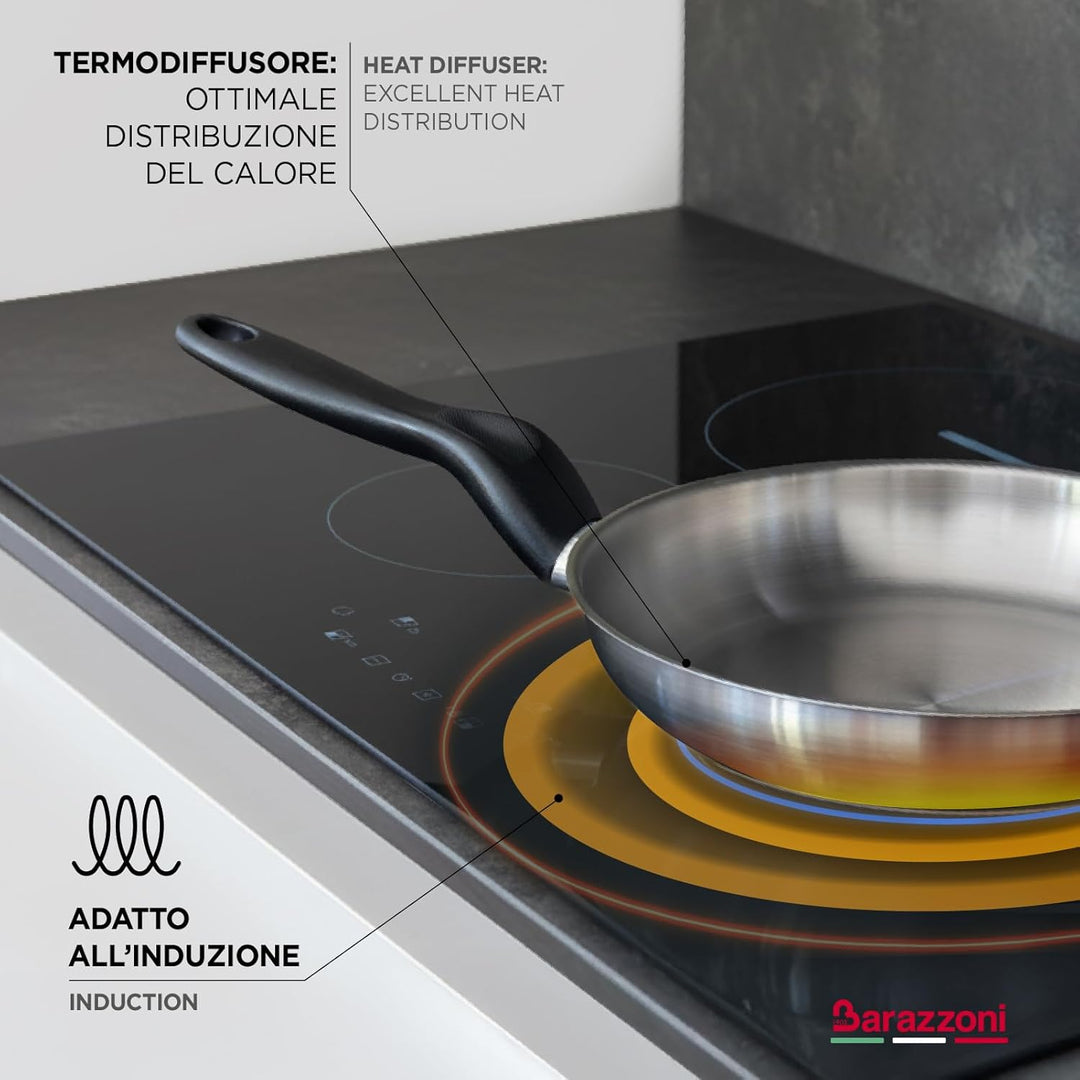 Barazzoni The Inoxidabili Saltapasta Wok, Stahl, silberfarben, 28 cm