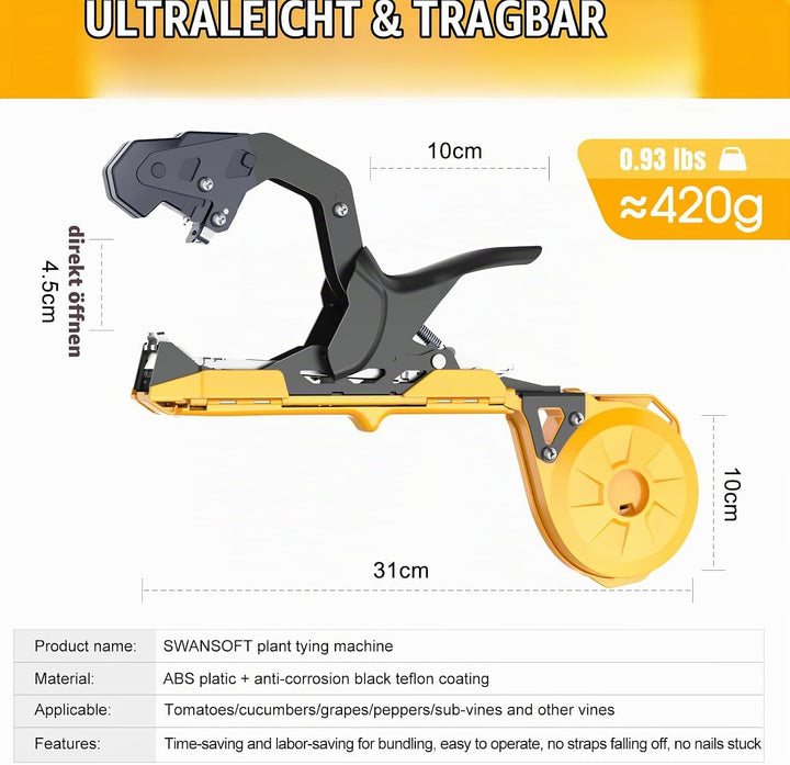 SWANSOFT B13 Pflanzenbindemaschine, 50mm Bindezange für Pflanzen Profi, Bindemaschine Pflanzen für T