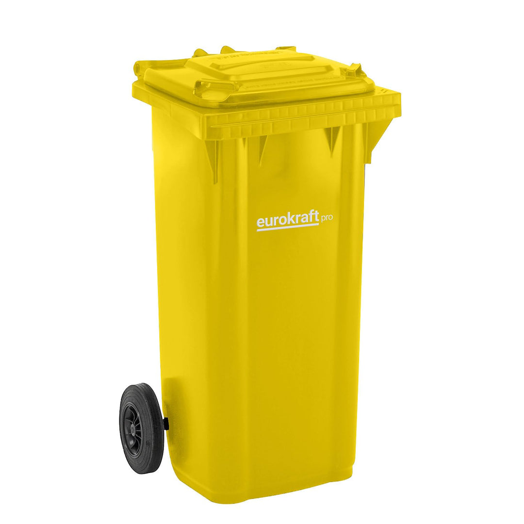 eurokraft | Mülltonne aus Kunststoff DIN EN 840 | Volumen 120 L | BxHxT 505 x 1005 x 555 MM | Gelb