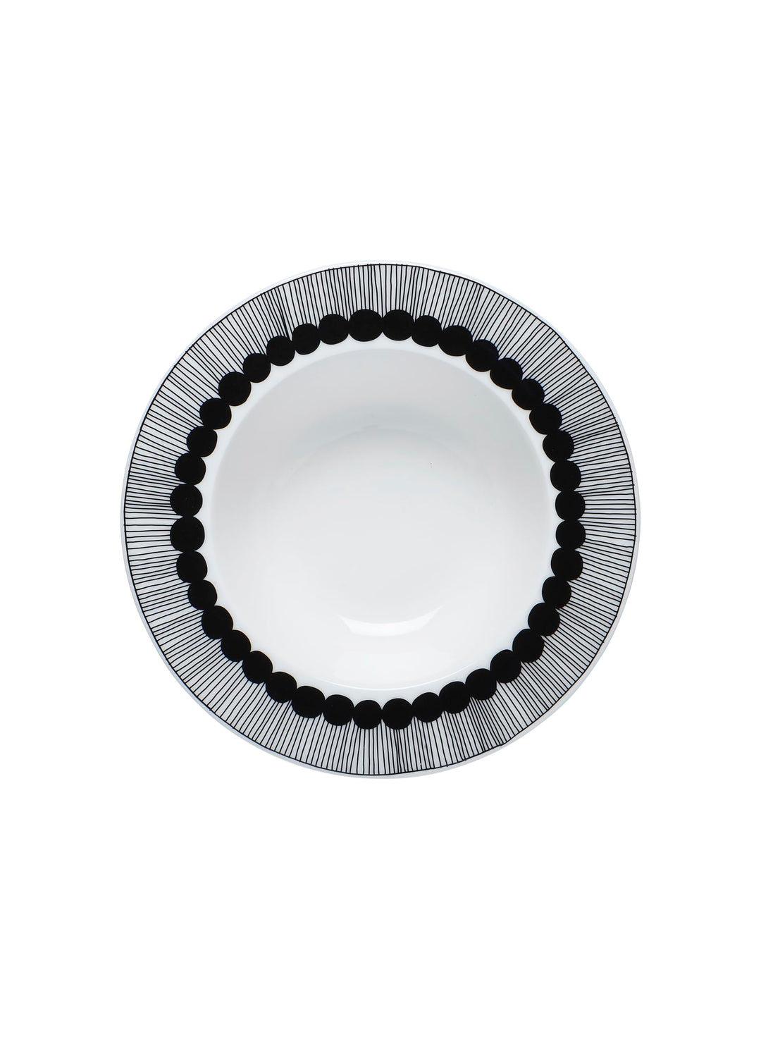 Marimekko - Oiva/Siirtolapuutarha - Suppenteller - Tiefer Teller - Weiss/Schwarz - Ø20cm