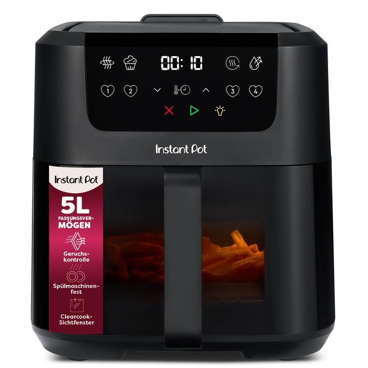 Instant Pot Vortex Compact Schwarz-Heissluftfritteuse 5 l Korb, Familiengrösse, 4 in 1 – Heissluftfr