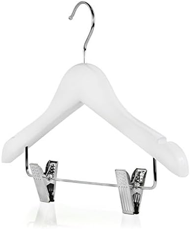 Hangerworld 6 Holz Kinderkleiderbügel mit Clips 30cm Weiss Kinder Kleiderbügel mit Klammern klein, k