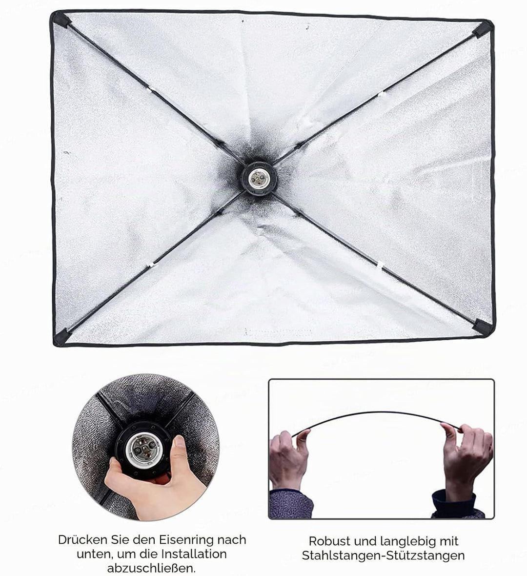 Andoer Softbox-Beleuchtungs-Set mit 3 Softboxen, 50 x 70 cm, 3 LEDs, 135 W, 3 Lichthalterungen, 2 m,