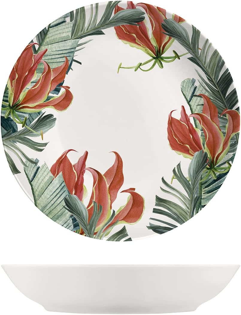 H&h set 6 piatti fondi exotic in new bone china avorio decorato cm 21