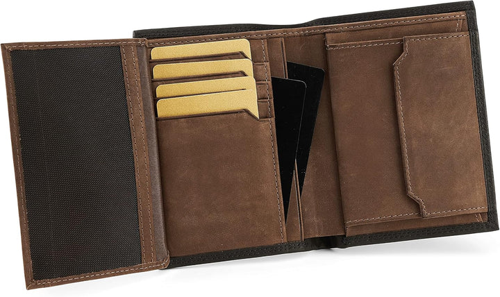 SERASAR | Leder Geldbeutel Herren [Vintage] mit RFID Schutz | Schwarz/Braun | Echtleder | 12 Kartenf