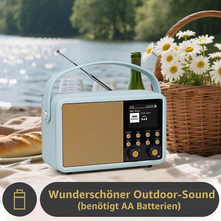 LEMEGA Class Finesse DAB+ Digitalradio, Farbdisplay, Bluetooth,Blau | 60 Senderspeicher, 12 Std Akku