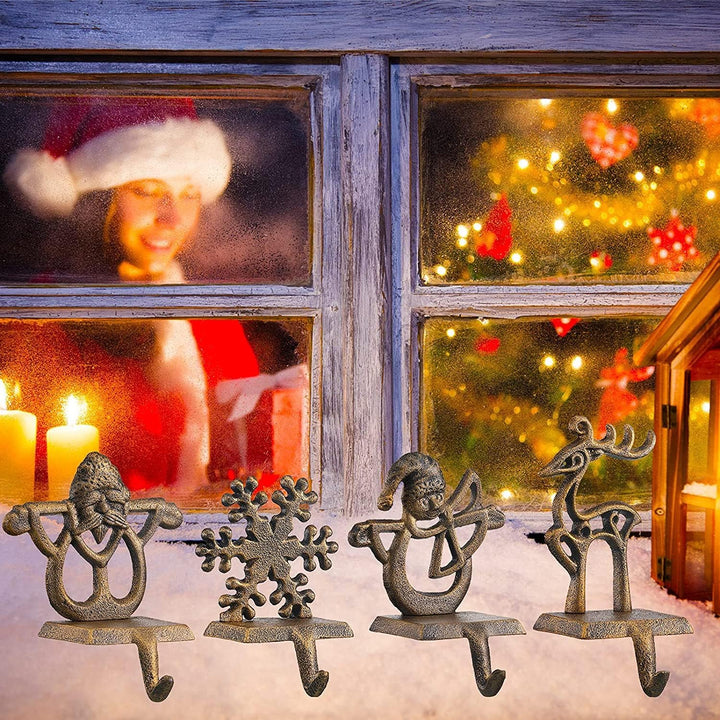 YWZHENYU 4 Stück Weihnachtsstrumpfhalter, langlebige Strumpfaufhänger Haken für Kaminsims, Kamin, Sc