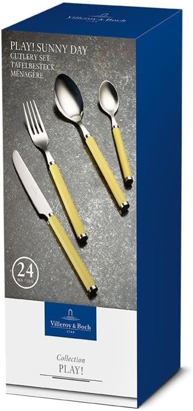 Villeroy und Boch Play Sunny Day Tafelbesteck, für bis zu 6 Personen, 24-teilig, Edelstahl, Griff au