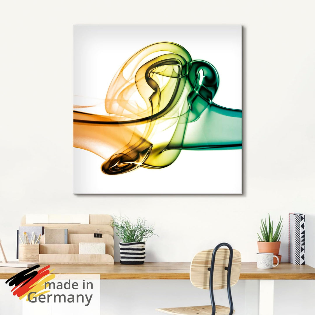 ARTland Glasbilder Wandbild Glas Bild einteilig 125x50 cm Querformat Abstrakte Kunst Rauch Wellen Fa