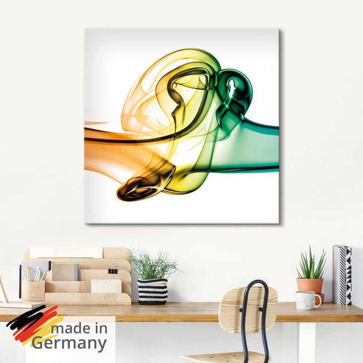 ARTland Glasbilder Wandbild Glas Bild einteilig 125x50 cm Querformat Abstrakte Kunst Rauch Wellen Fa