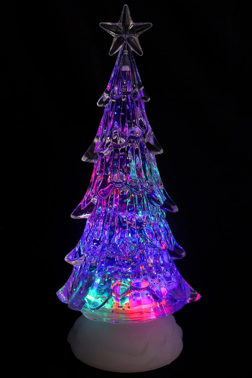 Schneekugel mit bunter Regenbogen LED Beleuchtung & Glitzerantrieb 11 * 11 * 27 cm als Weihnachtsdek