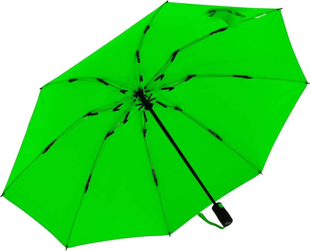 iX-brella Reverse umgekehrt öffnender Fiberglas-Taschenschirm mit farbigen Speichen - neon-grün, Neo