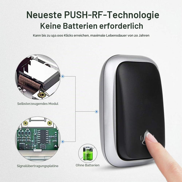 Batterielose Funkklingel, PDGROW Funk Türklingel Einstecken Kabellos Hausklingel Set Wasserdichte Fu
