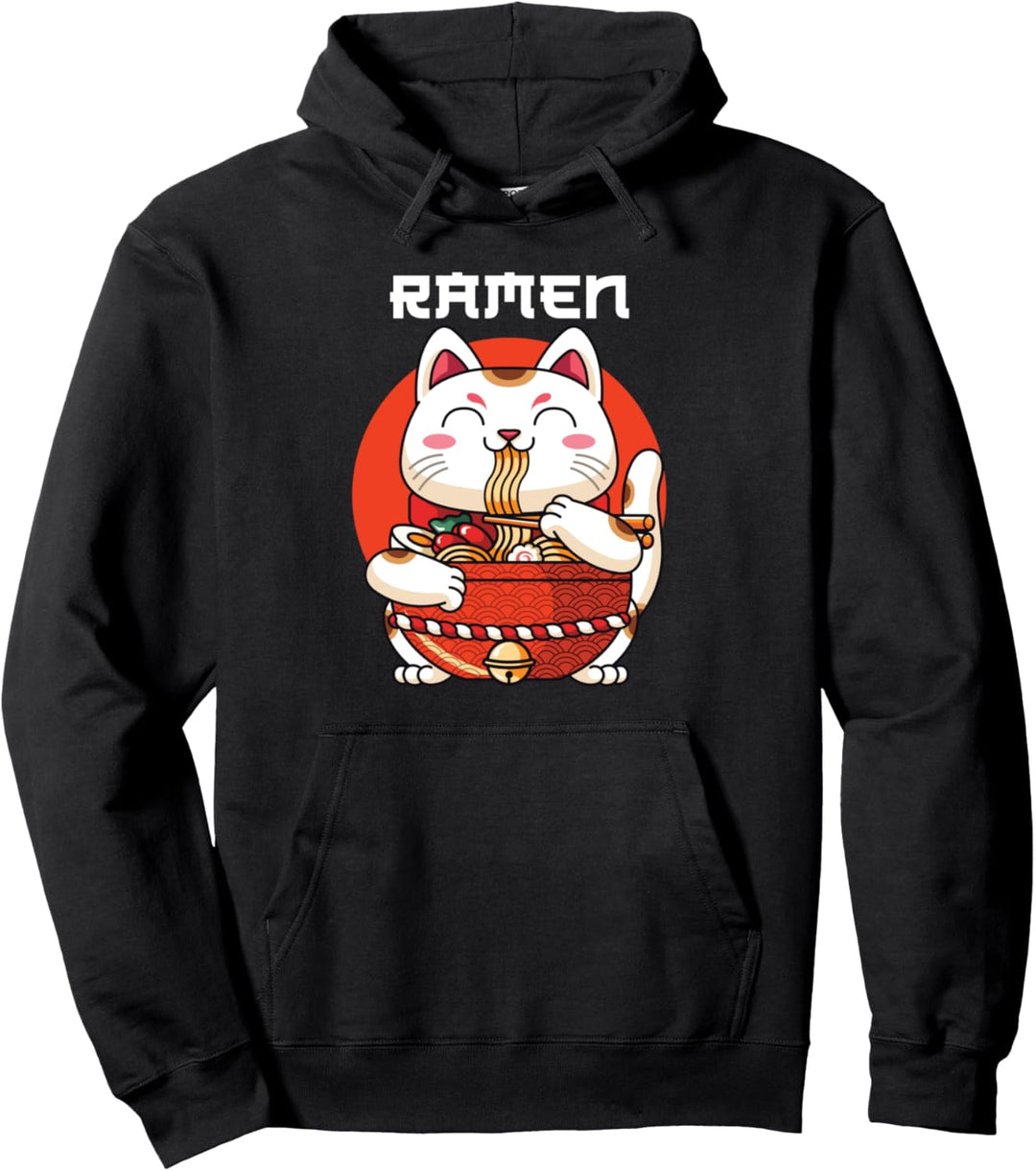 Ramen Maneki Neko Nudelsuppe Pullover Hoodie