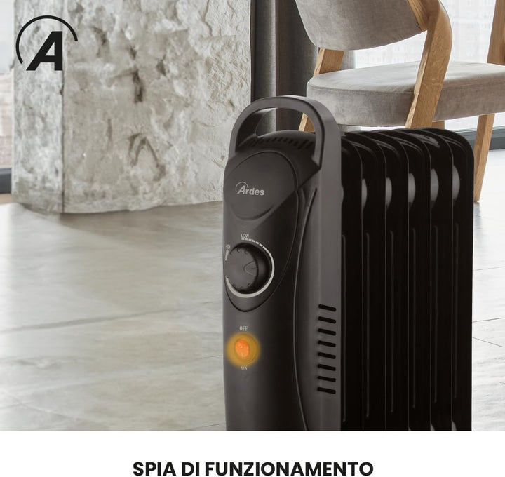 ARDES - AR4R07M2 OILO MINI2 800 W Mini-Elektro-Ölheizkörper, kompakter elektrischer Heizkörper mit g