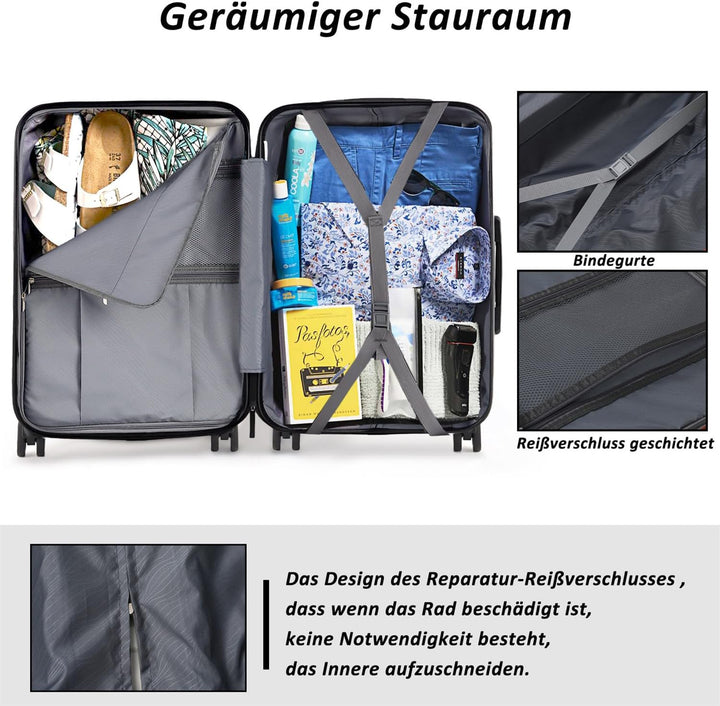 MoFut Koffer, Handgepäck Koffer, Hartschalenkoffer Trolley Rollkoffer Suitcase, Reisekoffer mit Roll