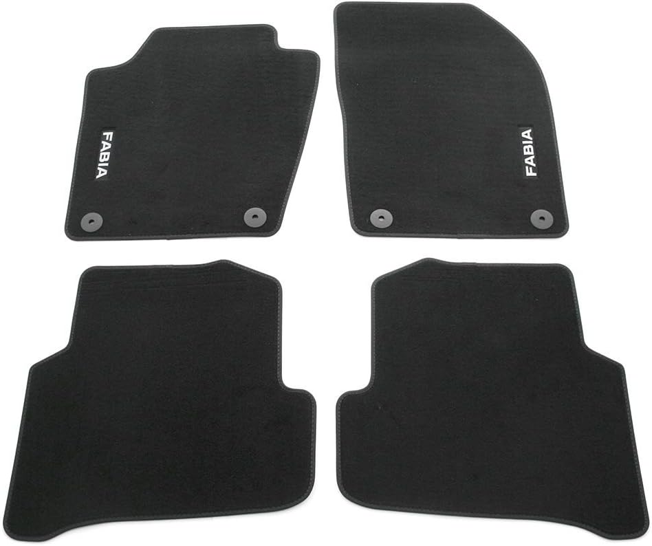 Skoda 6V1061404 Prestige Textil Fussmatten Satz Premium Velours 4X Stoffmatten schwarz mit Fabia Sch