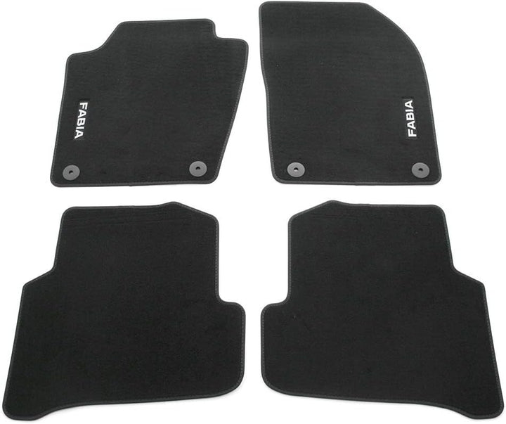 Skoda 6V1061404 Prestige Textil Fussmatten Satz Premium Velours 4X Stoffmatten schwarz mit Fabia Sch