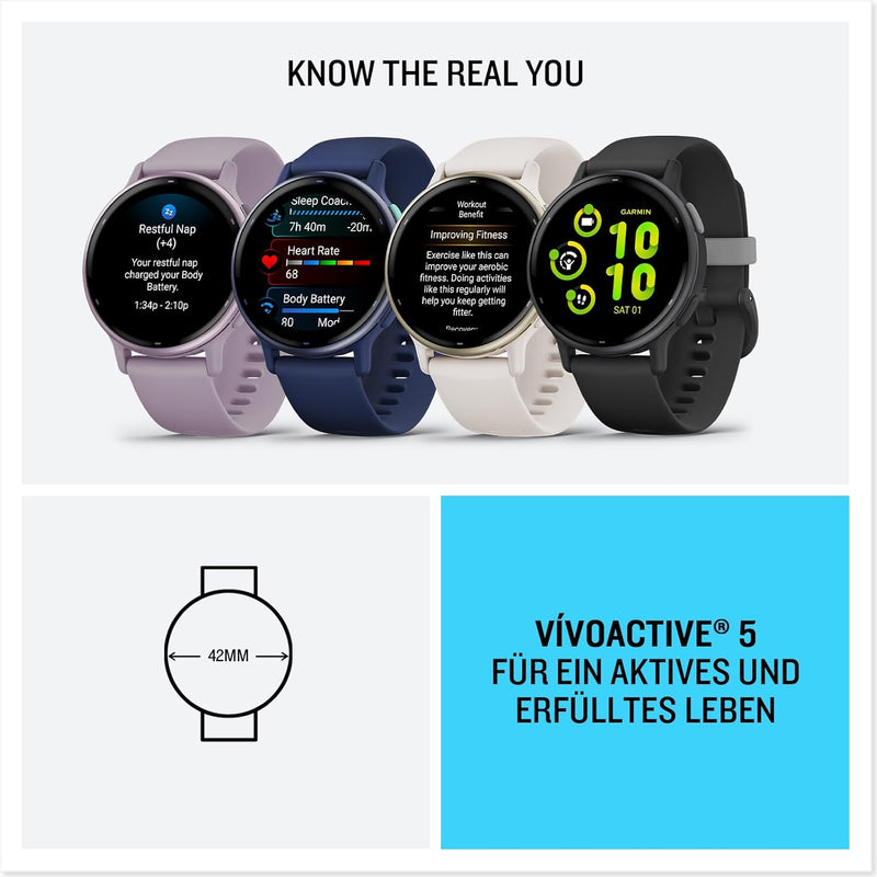 Garmin Vivoactive 5 - GPS-Smartwatch mit 1,2" AMOLED Touchdisplay, Fitness- und Gesundheits- und Mus