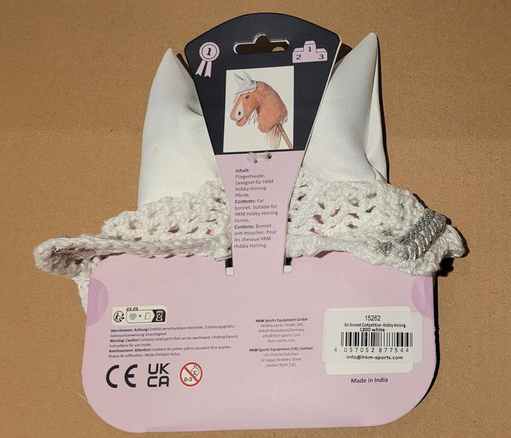 Holly & Claire HKM Hobby Horse „Clara“ grau marmoriert – Steckenpferd Turnier-Set mit weisser Fliege