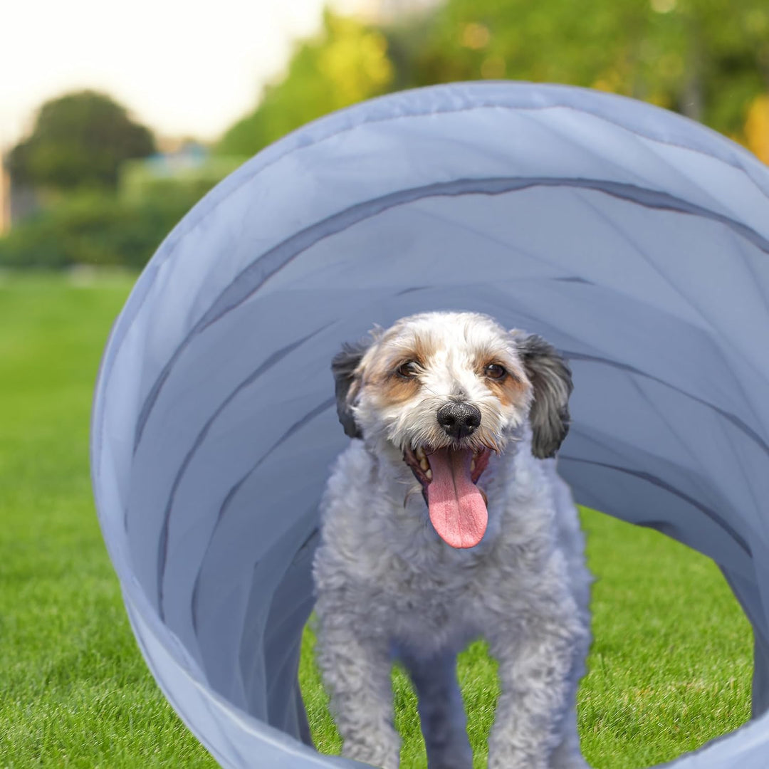 Relaxdays Hundetunnel, Spieltunnel für aktive Hunde, Hundetraining, 200 cm lang, Ø 40 cm, Faltbarer