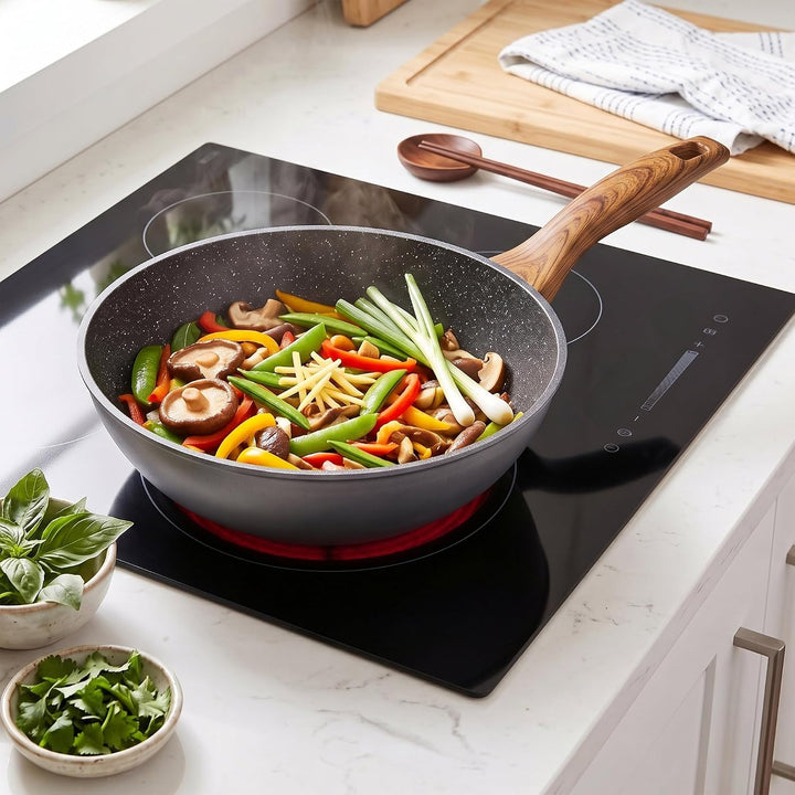 STONELINE Back to Nature Made in Germany Wok 30 cm, auch für öl- und fettfreies Braten, Wok Pfanne b
