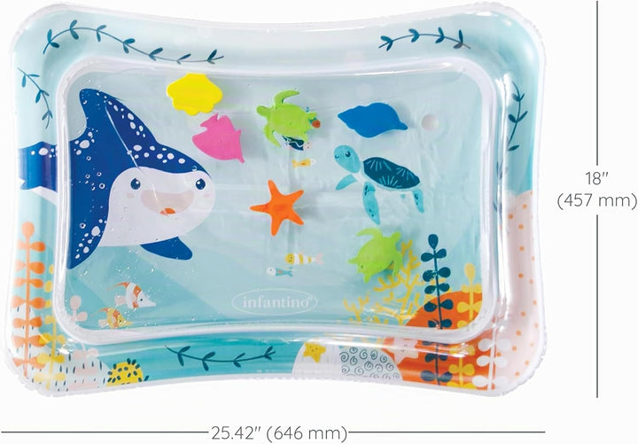 Infantino Jumbo Pat & Play Wassermatte, Wassermatte mit Meeresmotiven, schmutzfreies Wasserspiel für
