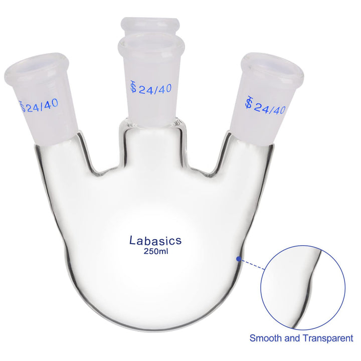 Labasics 4-Hals Rund Untere Kolben RBF, Dickwandiger Borosilikatglas-Laborkolben mit 4 Schrägen Häls