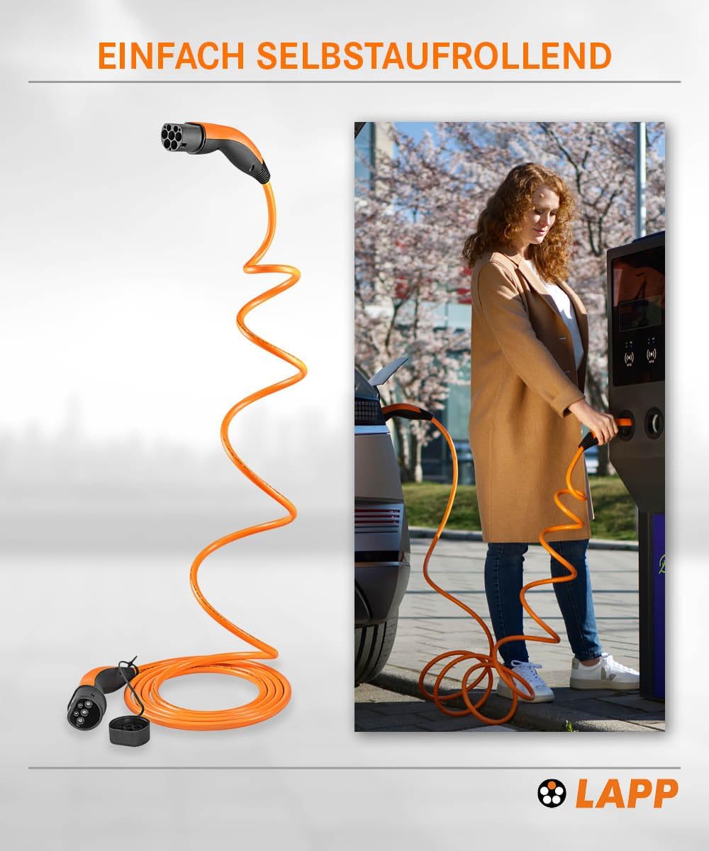 Lapp Mobility Helix Typ 2 Ladekabel 7,4 kW/Selbstaufrollend / 32 A / 1-Phasig/E-Auto Ladekabel/Mode