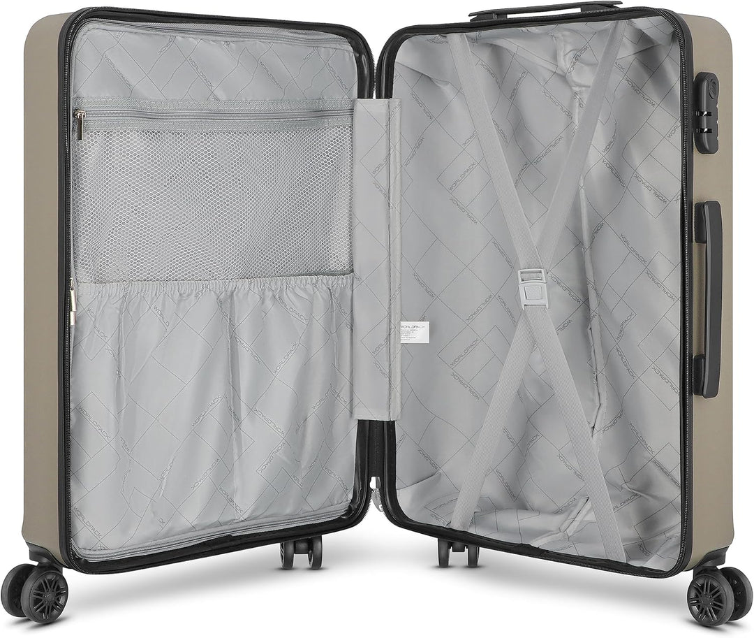 Worldpack New York 2.0 Koffer Set-Gross | Trolley mit 4-Rollen und Zahlenschloss - Hartgepäck mit Wä