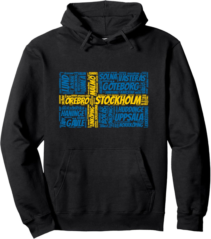 Schweden-Flagge mit Stadt nennt Wort-Kunst Pullover Hoodie