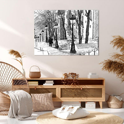 Bilder auf Leinwand 100x70cm Leinwandbild mit Rahmen Strasse Grafiken Gross Wanddeko Bild Schlafzimm