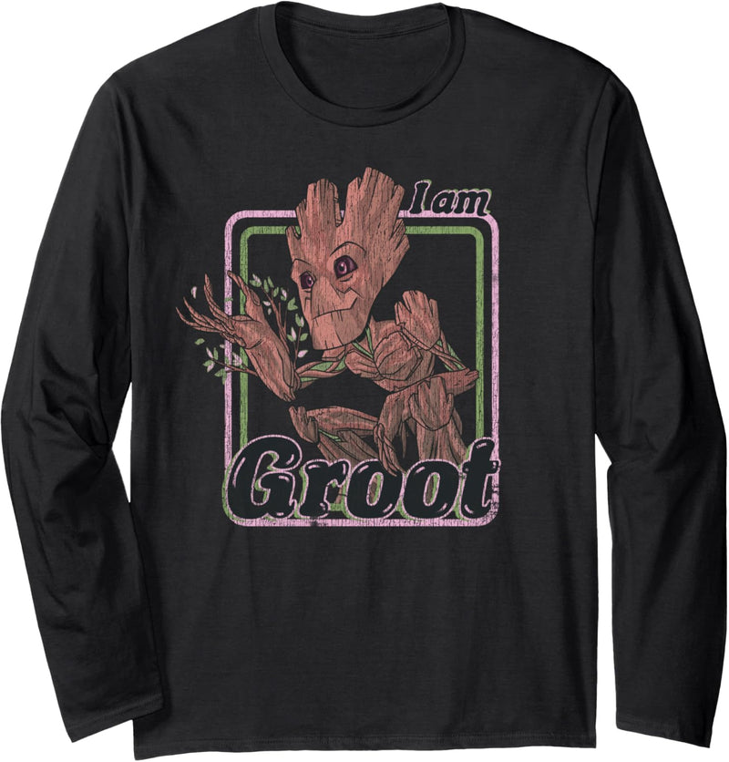 Marvel Guardians Of The Galaxy I Am Groot Retro Portrait Langarmshirt