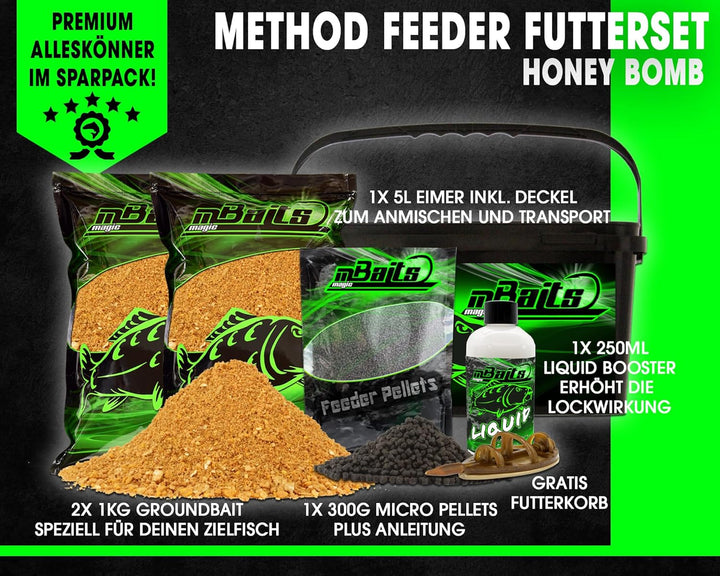 Angel-Berger Magic Baits Method Feeder Futterset Groundbait Liquid Pellets Futterkorb Futtermittel H